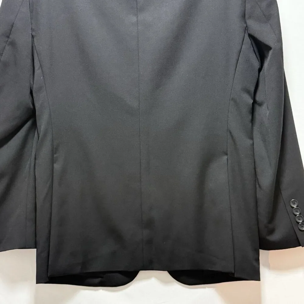 Pronto Uomo Platinum Men’s 100% Wool Black Suit 36 Short